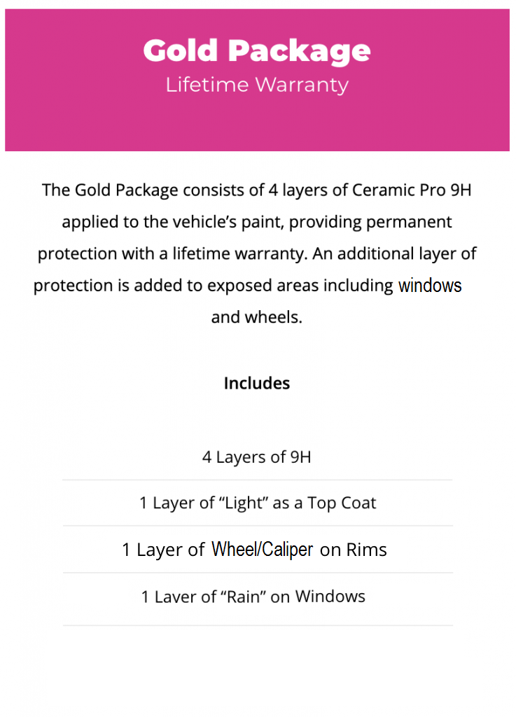 Ceramic Coating Services Gold package