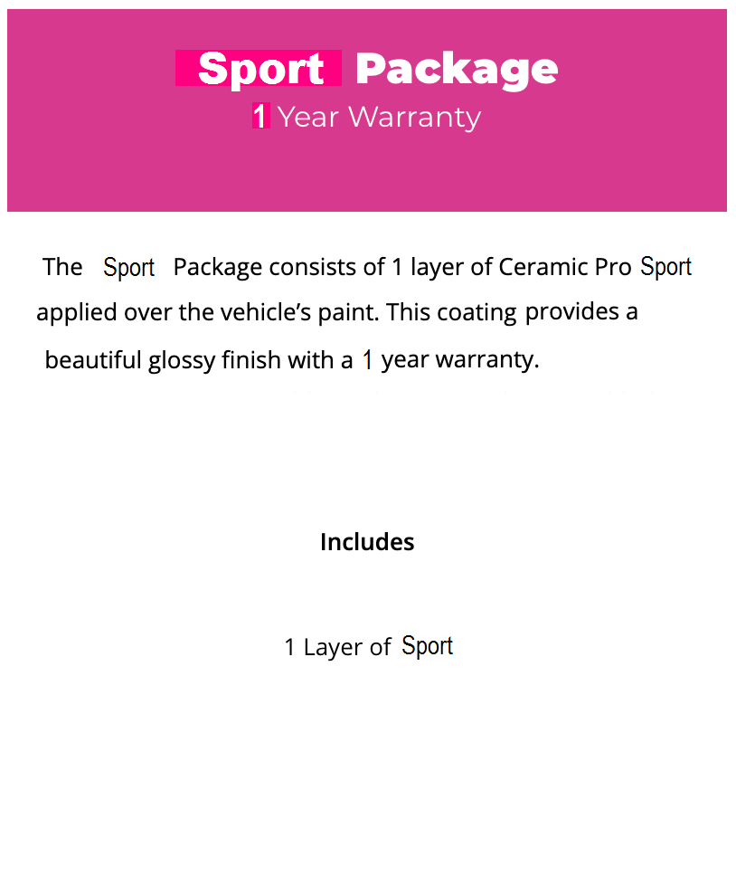 Ceramic Coating Services sport package